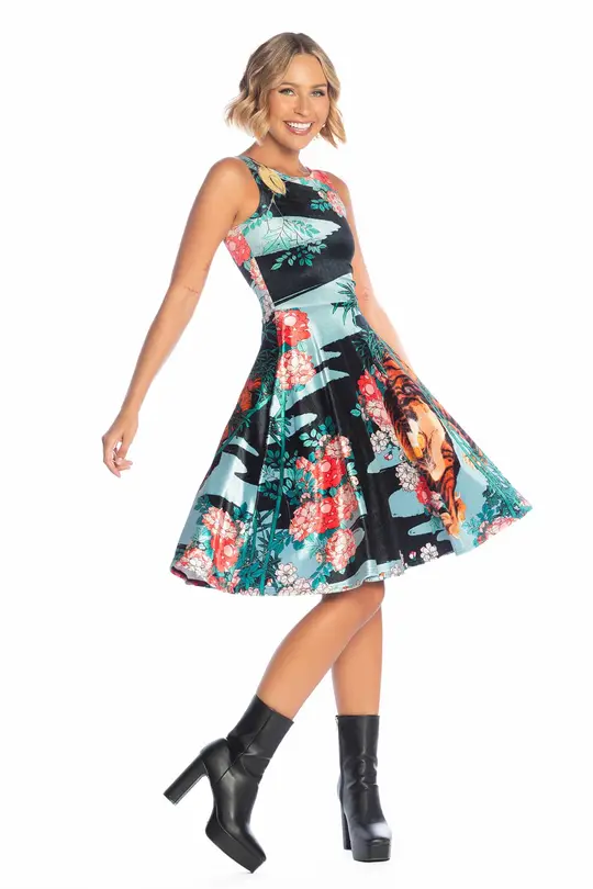 I Got That Tiger In Me Velvet Princess Midi Dress