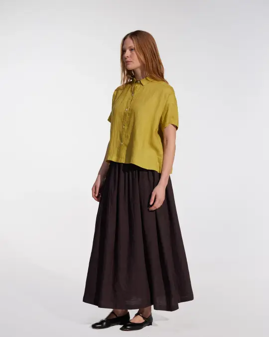 Linen Maxi Skirt No.12 in Chocolate Plum