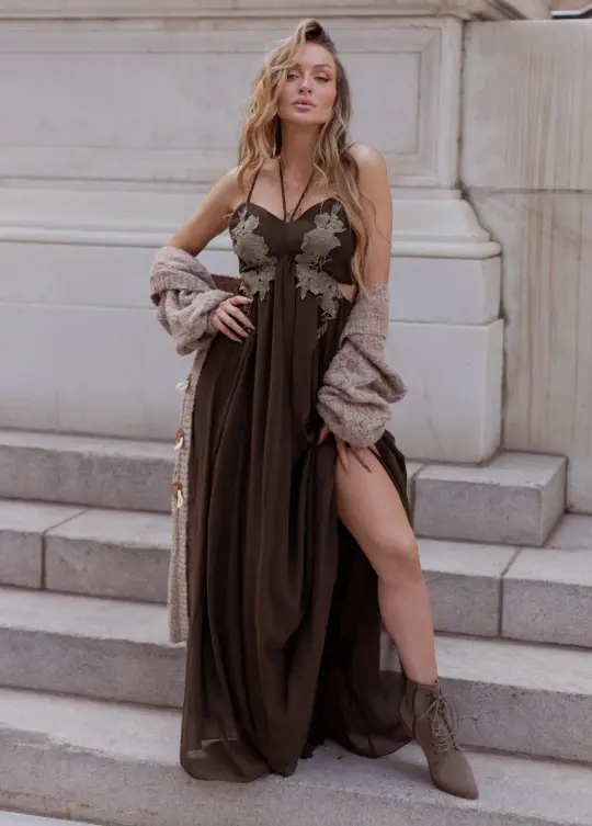 Mari Dress in Deep Moss
