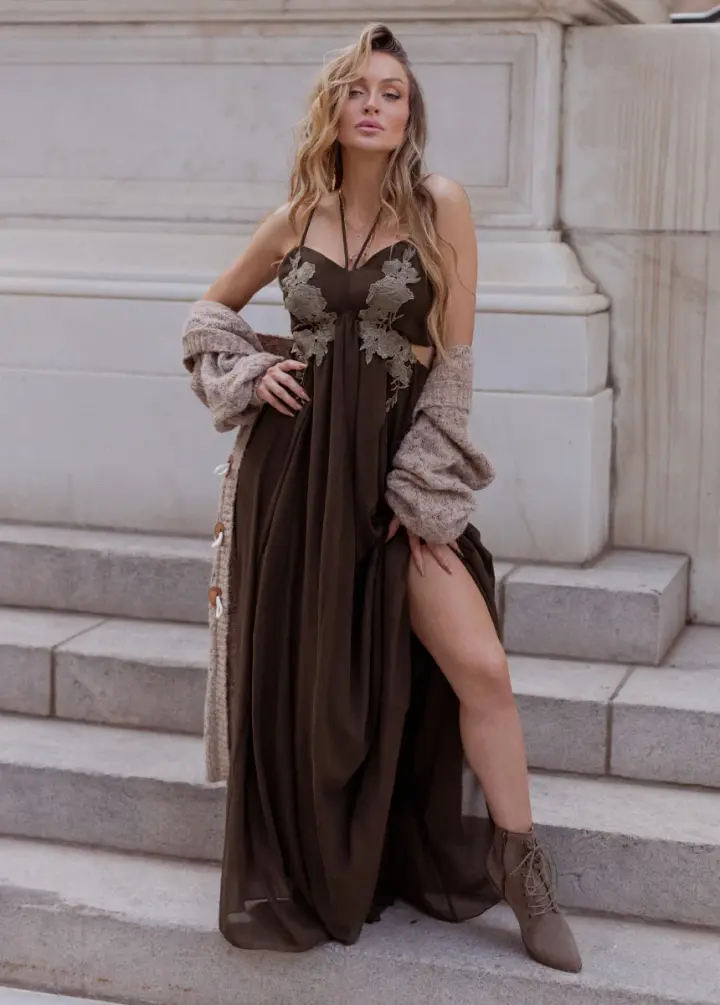 Mari Dress in Deep Moss