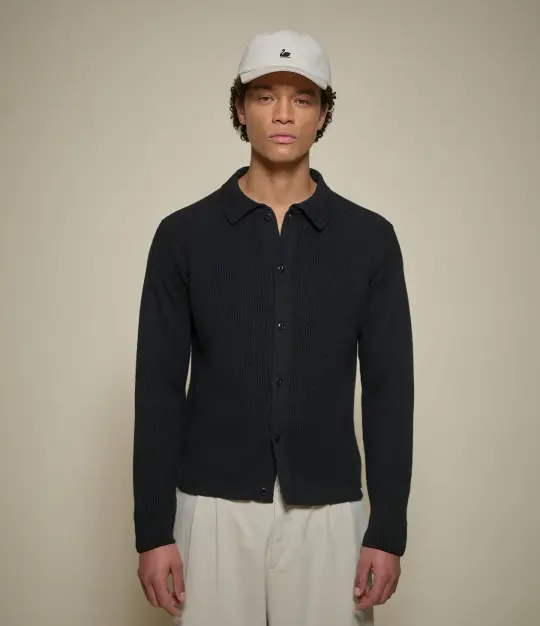 Ribbed Cotton Long Sleeve Shirt