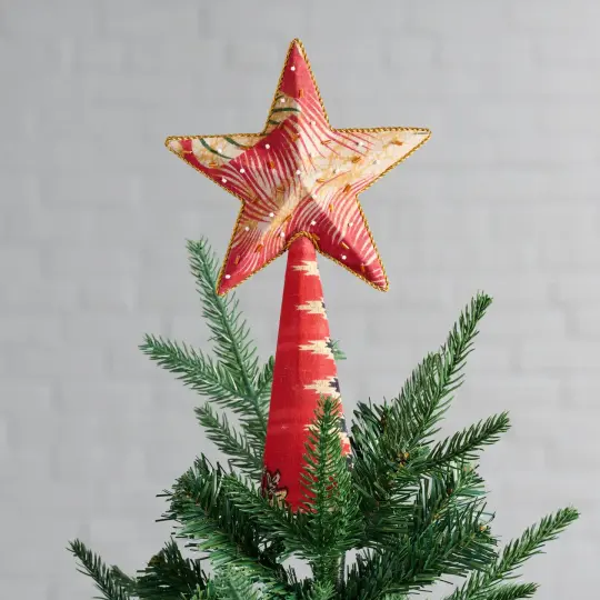 Upcycled Assorted Sari Star Tree Topper