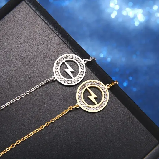 Lightning Bolt Pendant Bracelet (Stainless Steel)