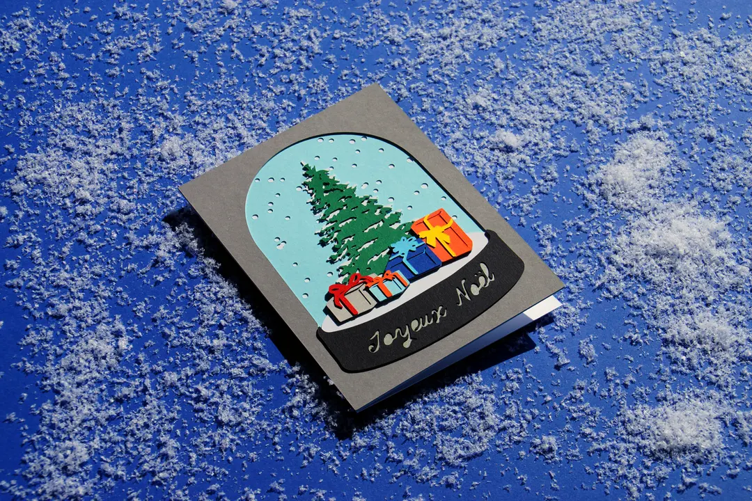 Carte Joyeux Noël - Boule à Neige