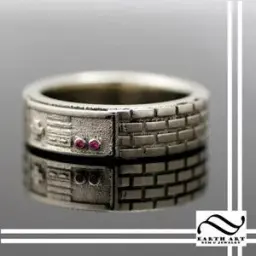 Game Controller geeky wedding Ring with Rubies - 10k and 14k Gold