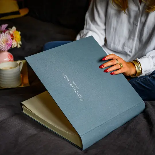 Large Linen Personalised Album for a Wedding, Anniversary or Celebration Gift