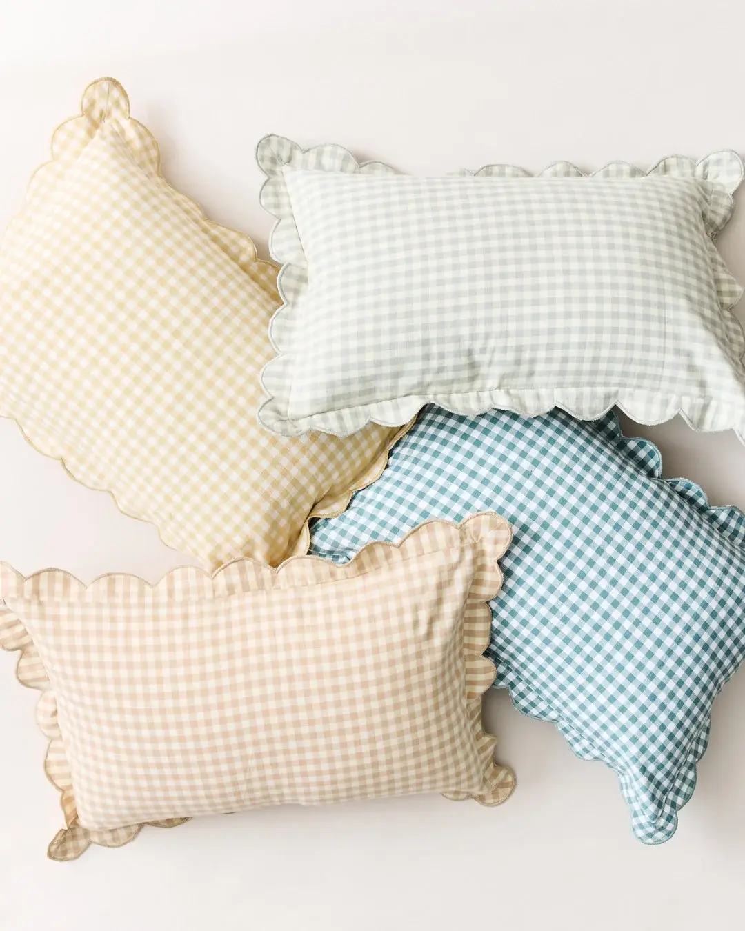 Scalloped Gingham Lumbar Pillow