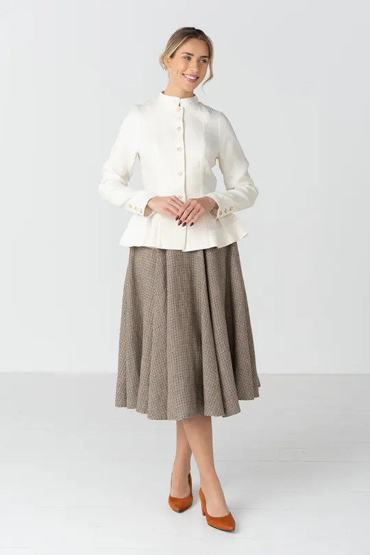 Peplum – Twill Linen Jacket with Mandarin Collar