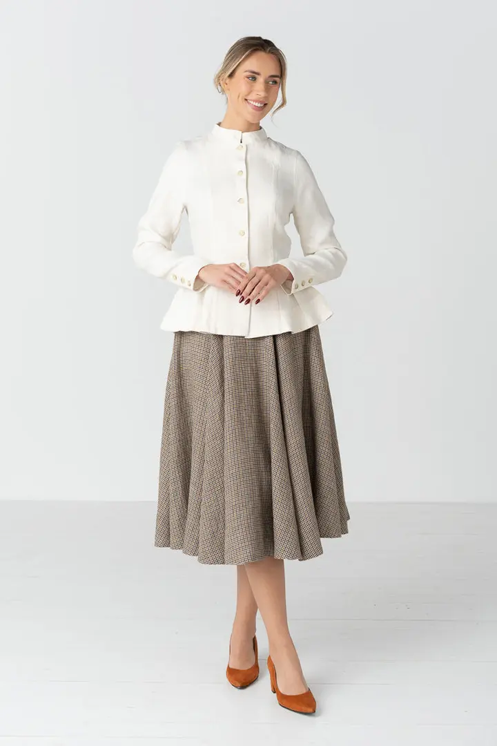 Peplum – Twill Linen Jacket with Mandarin Collar