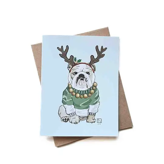 Grumpy Bulldog Christmas Card