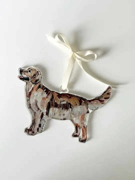 Golden Retriever Dark Acrylic Christmas Dog Ornament