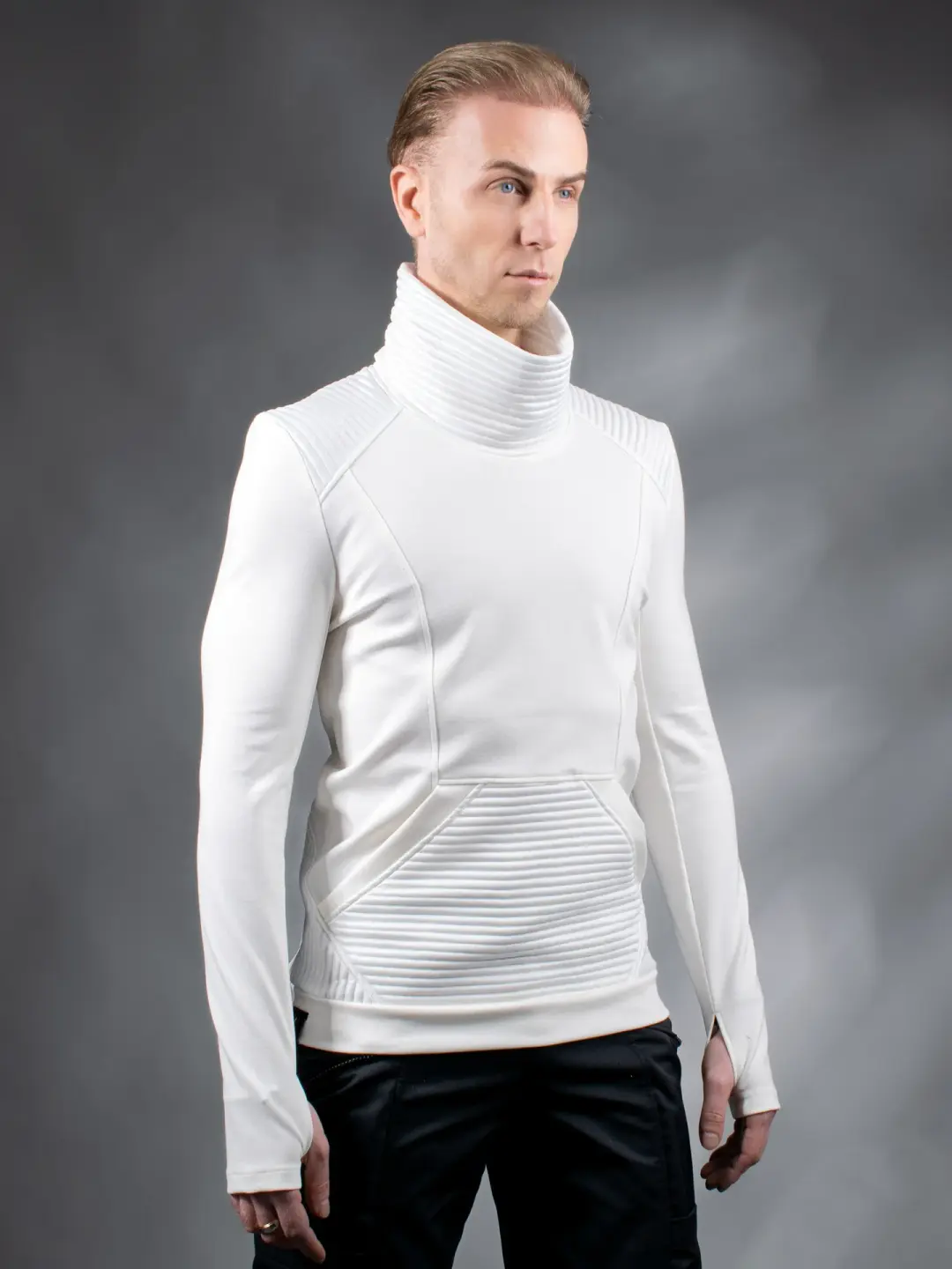868-00 Futuristic white sweater