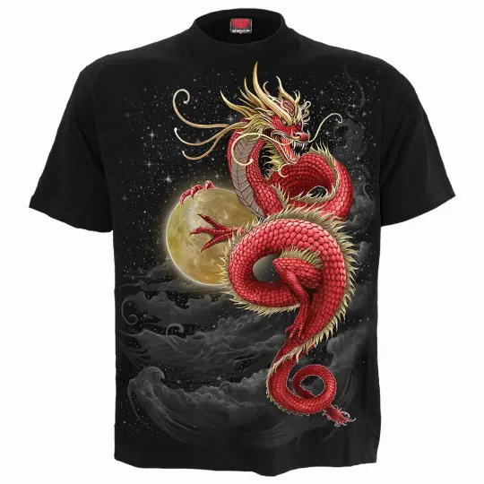 Shenlong Dragon T-Shirt Black - Mythical Dragon Tee - Asian Fantasy Shirt