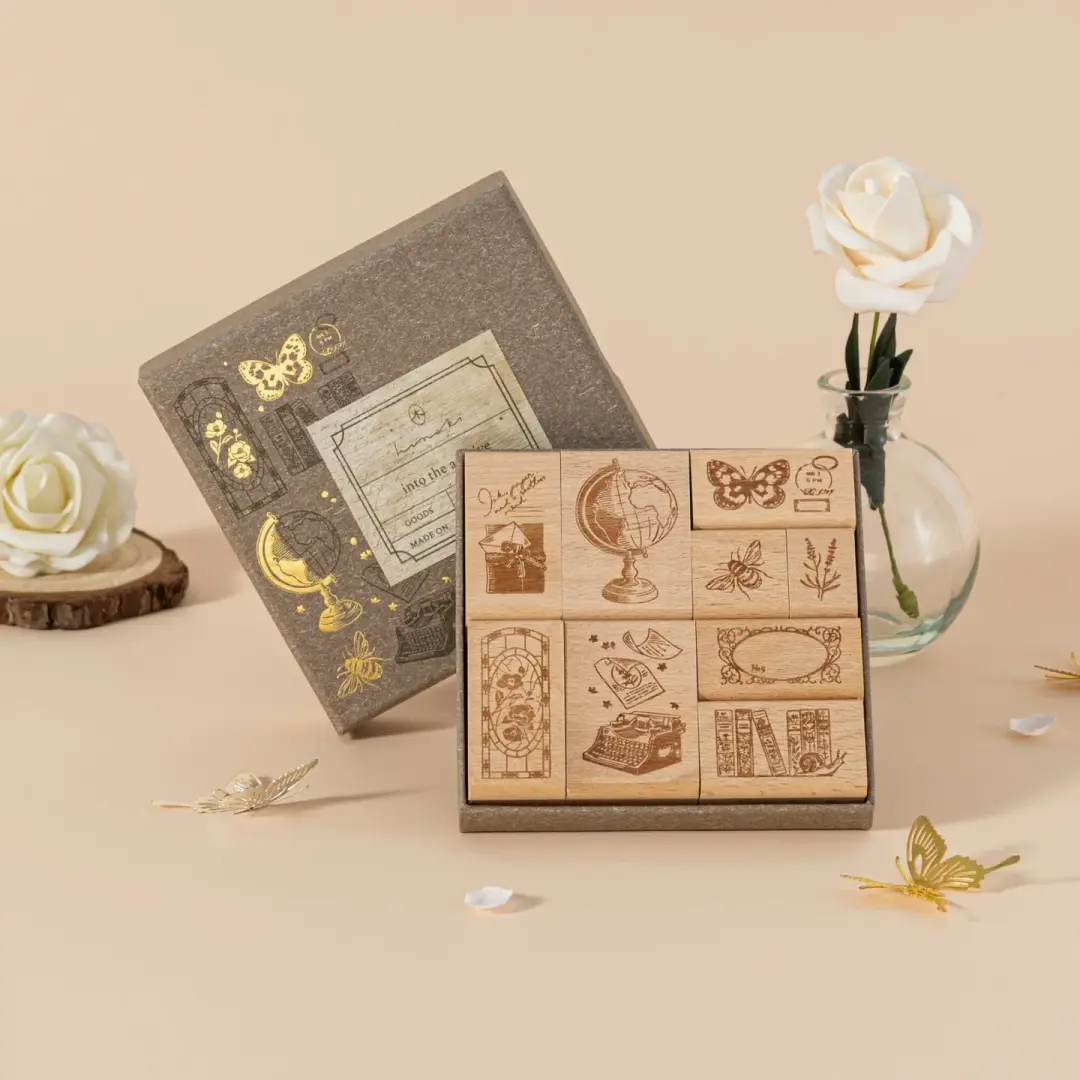 Hinoki - ‘Into the Archive’ Engraved Wooden Stamp Set