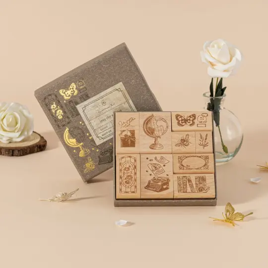 Hinoki - ‘Into the Archive’ Engraved Wooden Stamp Set