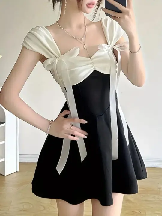 Black slim A-line suspender sexy mini skirt homecoming dress R2576