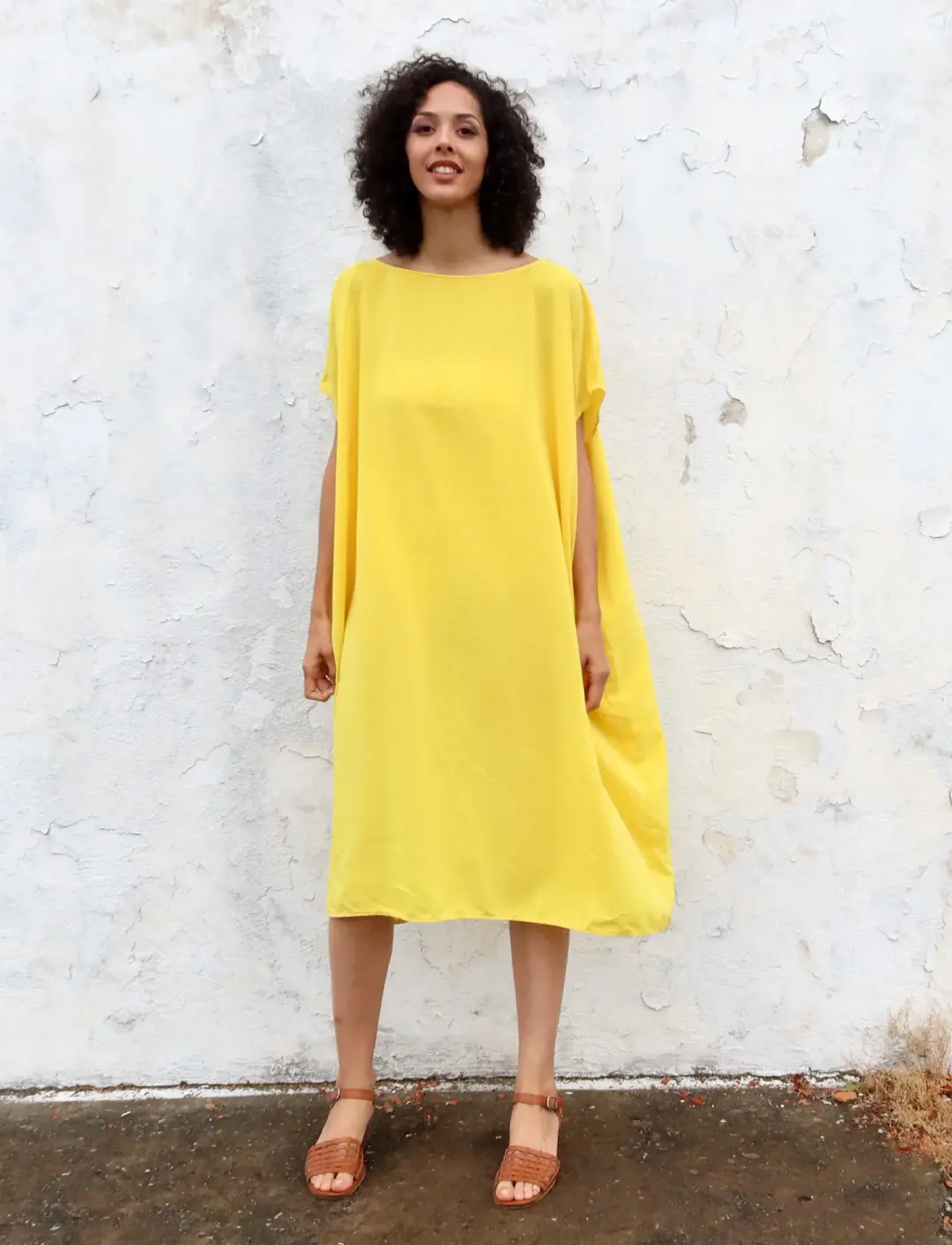 Silk Boat Below Knee Kaftan
