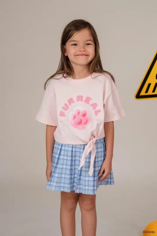 Tie-Front Crop Tee - Pink Pawpsicle