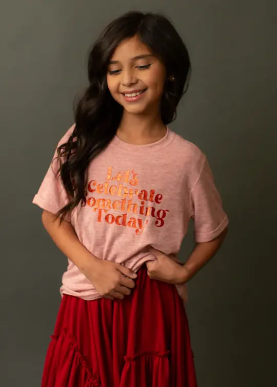 Let's Celebrate Tee in Heather Rose