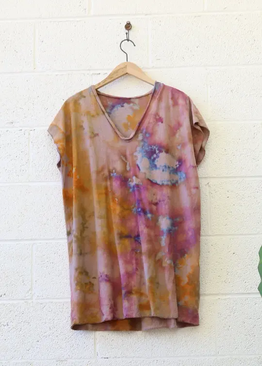 OOAK - Ritual Classic Kaftan Tunic / 2XS-S / LIGHT Hemp/Organic Cotton / Ice Dye (92)
