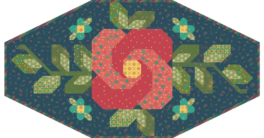 Rose Garden Runner - Single Rose With Navy Background (Market Street)