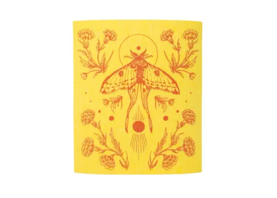 Yellow Moth Shrine Swedish Dishcloth