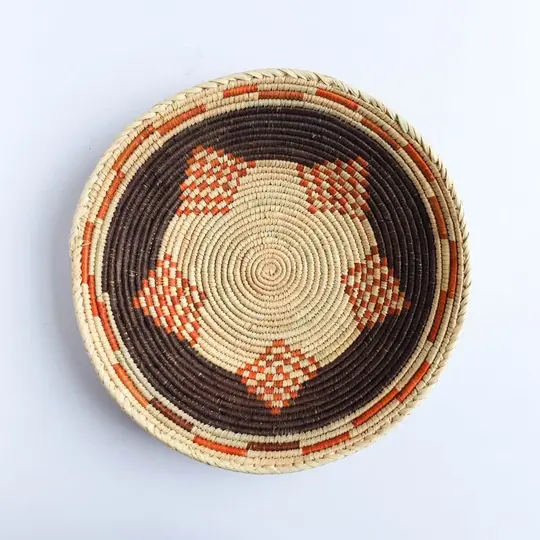 Flat Pakistani Basket with Black and Orange Star