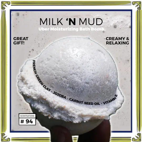Anti-Aging Milk n' Mud Bath Bomb 🛁 w/ French Green Clay, Jojoba [Triple Sized]