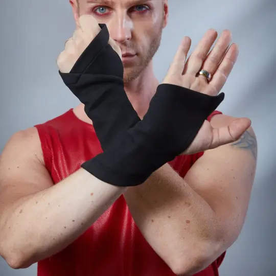 X-WRWs Black faux suede leather gloves