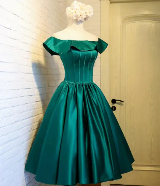 Sparkly Green Homecoming Dress , Silky Satin Corset Short Prom Dress RS1698