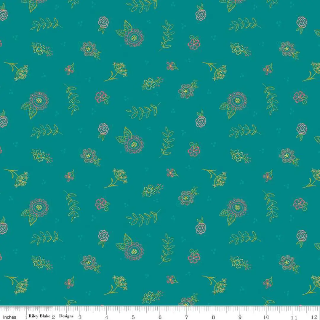 Market Street Teal Embroidery