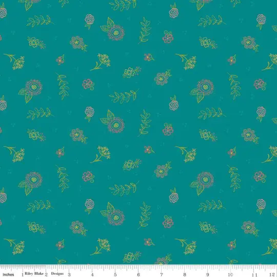 Market Street Teal Embroidery