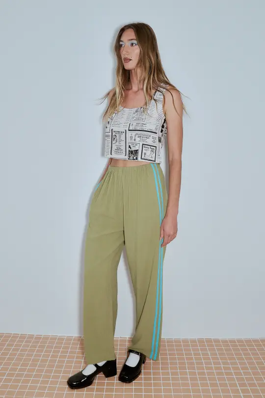 Lazy Pants Soft Linen Sporty Green/Blue