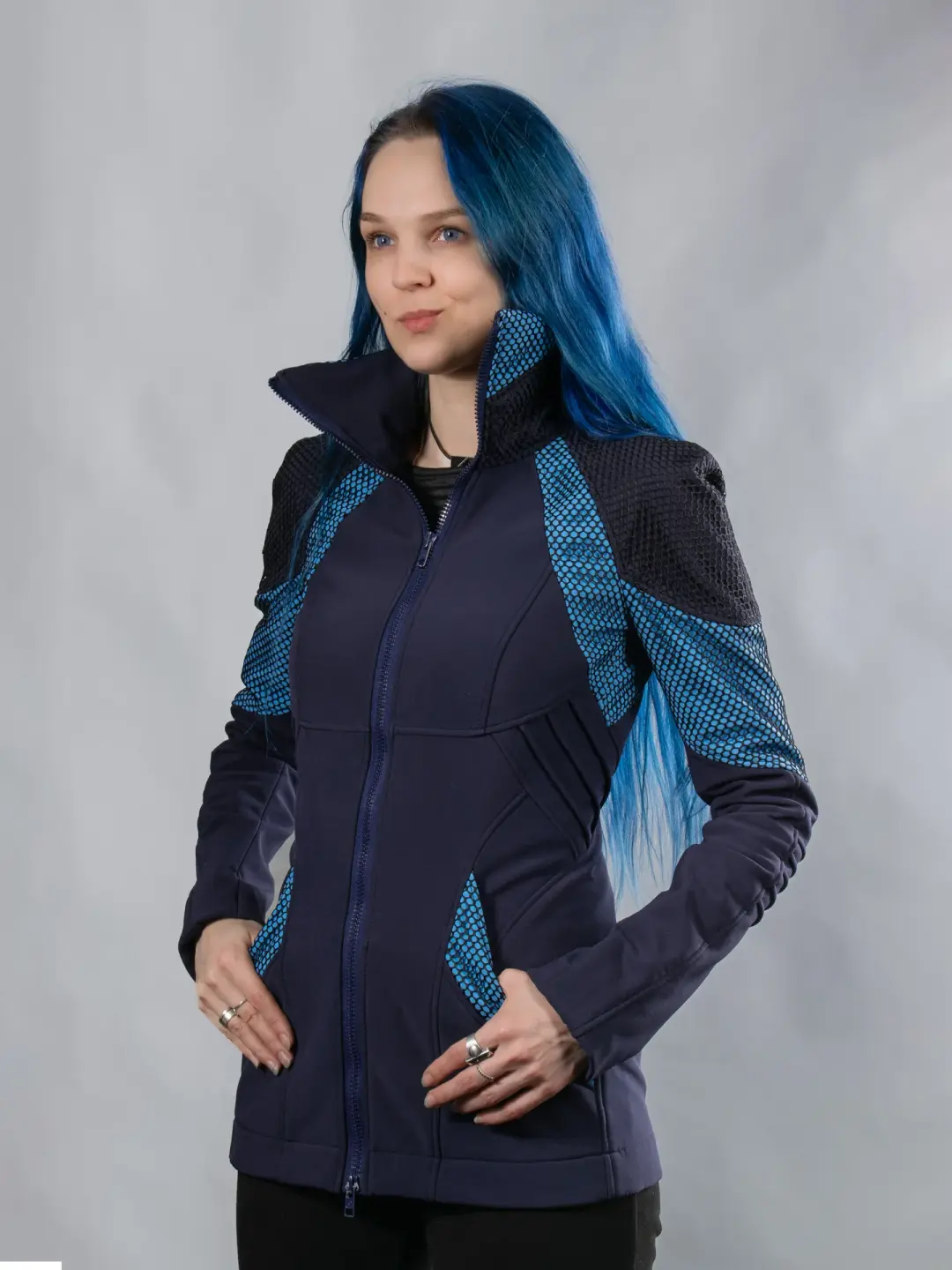 214 Blue cyberpunk softshell jacket