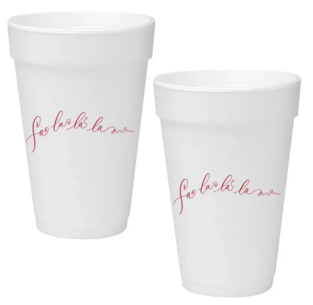 "Fa La La La" Red Foil Christmas Cups, Set of 12