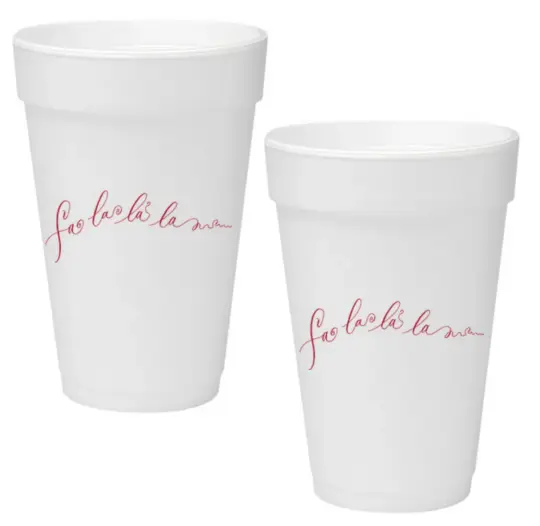 "Fa La La La" Red Foil Christmas Cups, Set of 12