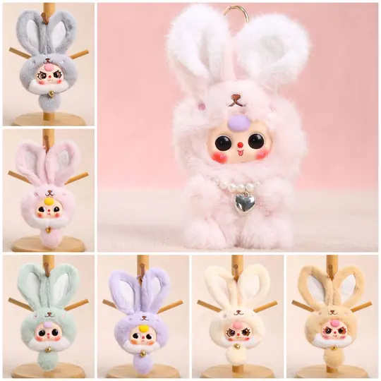Easter Long-eared Bunny Plush Key Chain Vinyl Plush Rabbit Bag Charm Collectible Doll