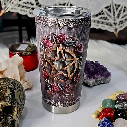 Double Walled Pentacle Witchy Insulated Travel Tumbler