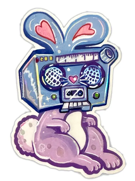 Little Bunny Hip Hoppy Holographic Vinyl Sticker