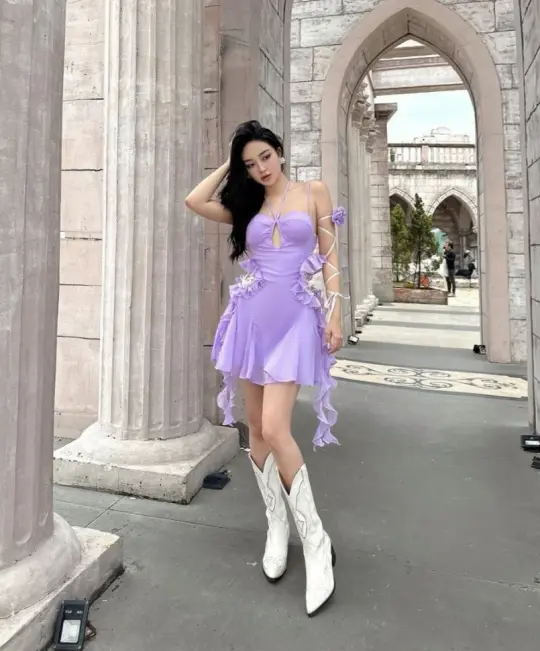Purple halter neck tube top waist revealing sexy short skirt homecoming dress R3699