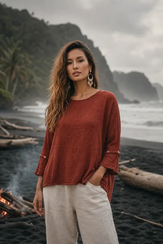 Alisa Boho Top Rust