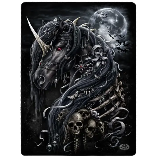 DARK UNICORN Fleece Blanket with Double Sided Print - 100% Polyester