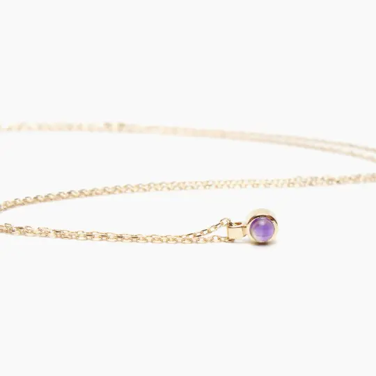 Cabochon Birthstone Bezel Necklace