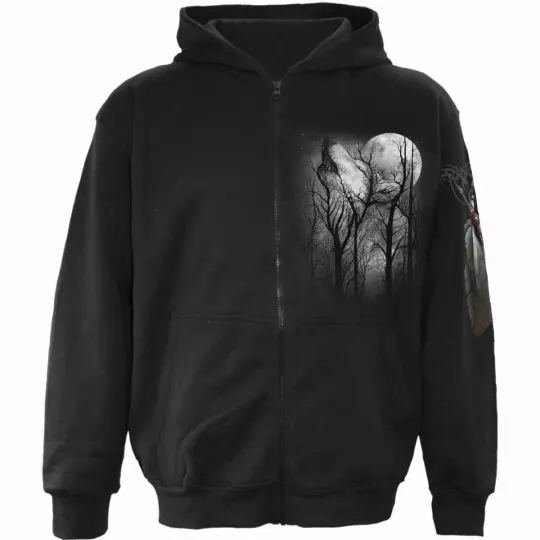 FOREST WOLF Full Zip Hoody Black - Top Quality 100% Cotton