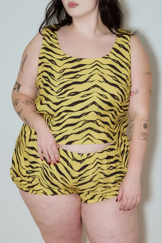 Scoop Crop Tank Soft Linen Tiger Stripe