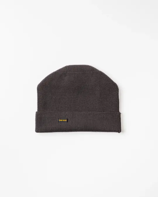 100% Cotton Ribbed Beanie - Grey