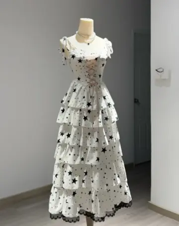 Elegant White Ruffled Summer Dress A-Line Spaghetti Straps Corset Maxi Prom Dress RS700