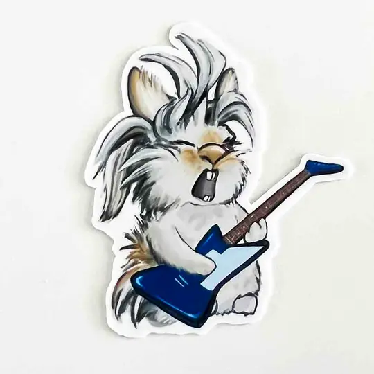 Rock Star Bunny Sticker, 3"