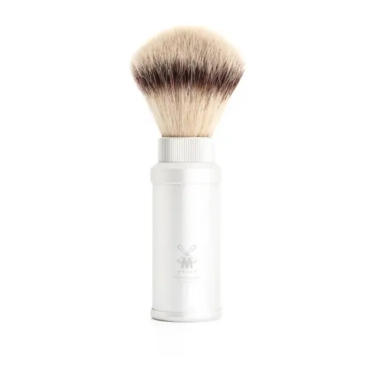 MÜHLE TRAVEL Shaving Brush, Silvertip Fibre®, Silver Anodized Aluminum