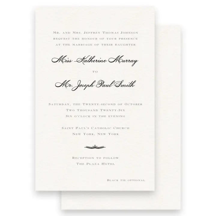 Simple Black Traditional Diplomatic Mixed Font Wedding Invitation